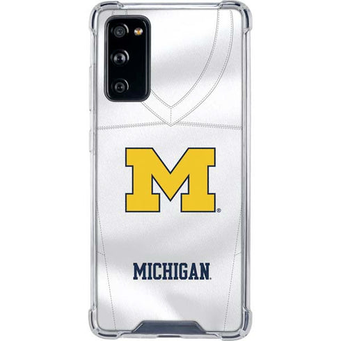 University of Michigan White Jersey Galaxy S20 FE Clear Case